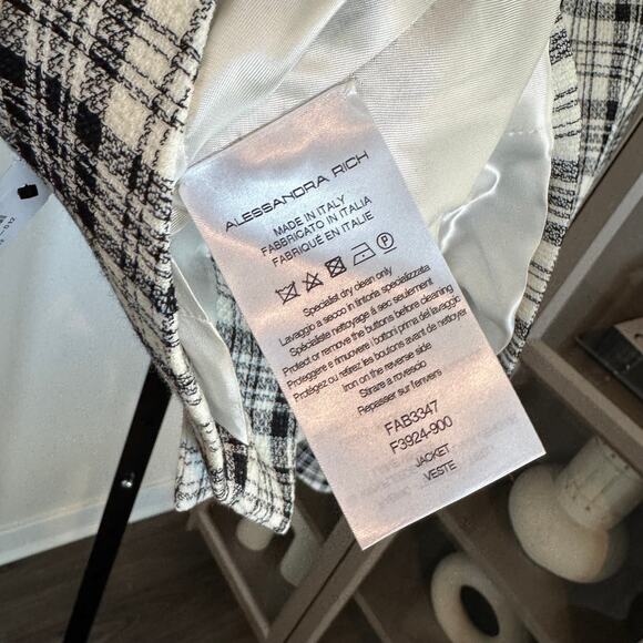 Alessandra Rich Prince of Wales Crop Jacket NEW Checked Plaid Light Wool NWT 42 - Picture 7 of 7